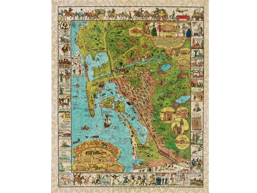 Puzzles Jo Mora | A Whimsical Map Of San Diego