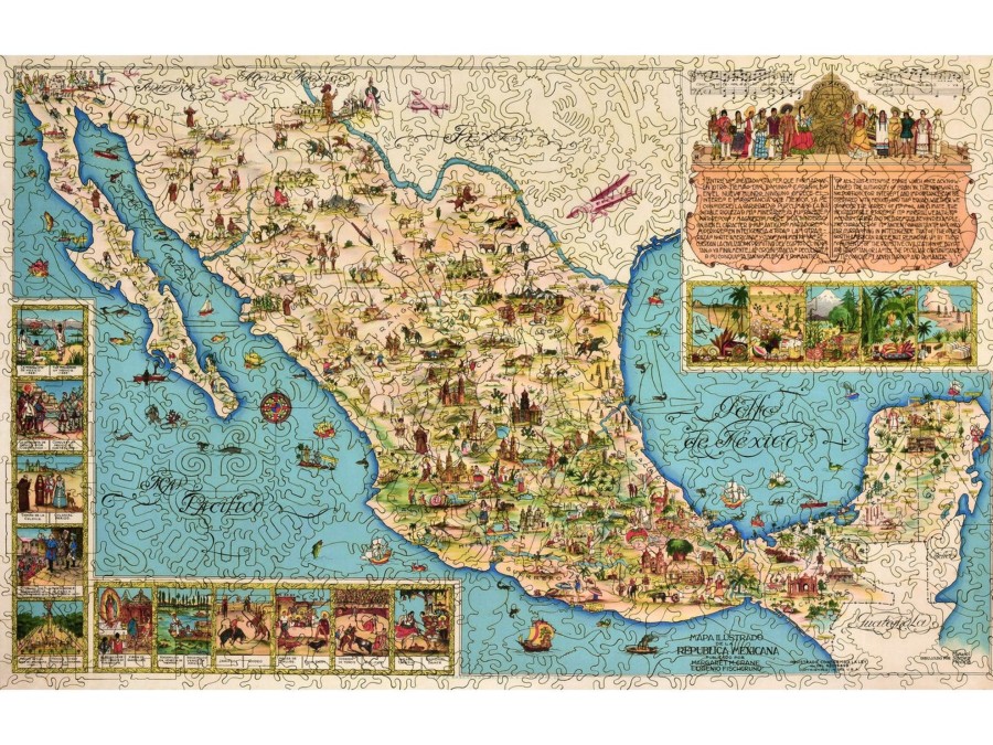 Puzzles Liberty Puzzles | Illustrated Map Of The Republic Of Mexico